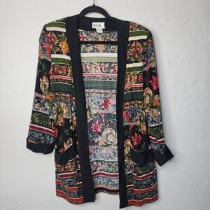 Vintage BGB LTD Baroque Floral Print Open Front Jacket USA